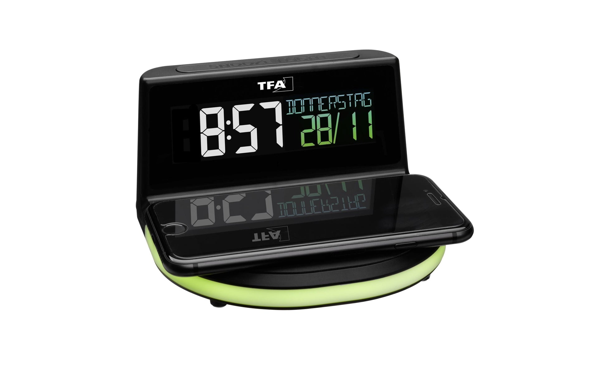 TFA-Dostmann TFA Dostmann Digitalwecker – Funk, Schlummerfunktion, Thermometer, USB, 13,6 × 7,2 × 12,6 cm, Schwarz