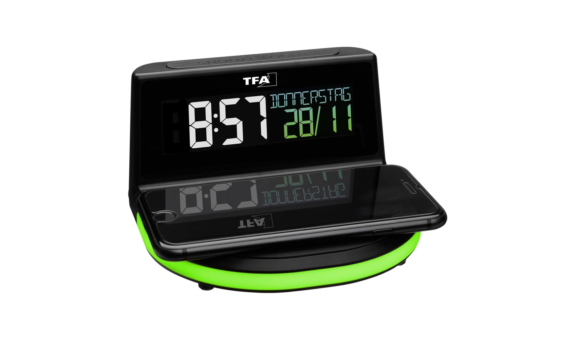 TFA-Dostmann TFA Dostmann Digitalwecker – Funk, Schlummerfunktion, Thermometer, USB, 13,6 × 7,2 × 12,6 cm, Schwarz