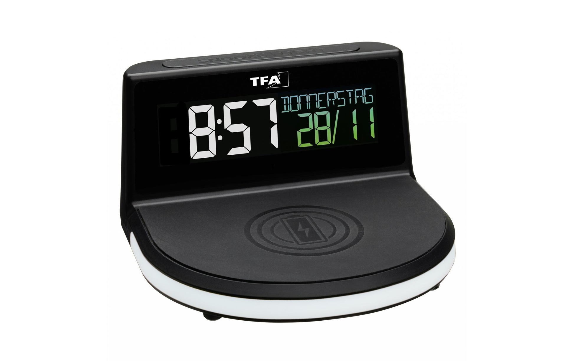 TFA-Dostmann TFA Dostmann Digitalwecker – Funk, Schlummerfunktion, Thermometer, USB, 13,6 × 7,2 × 12,6 cm, Schwarz