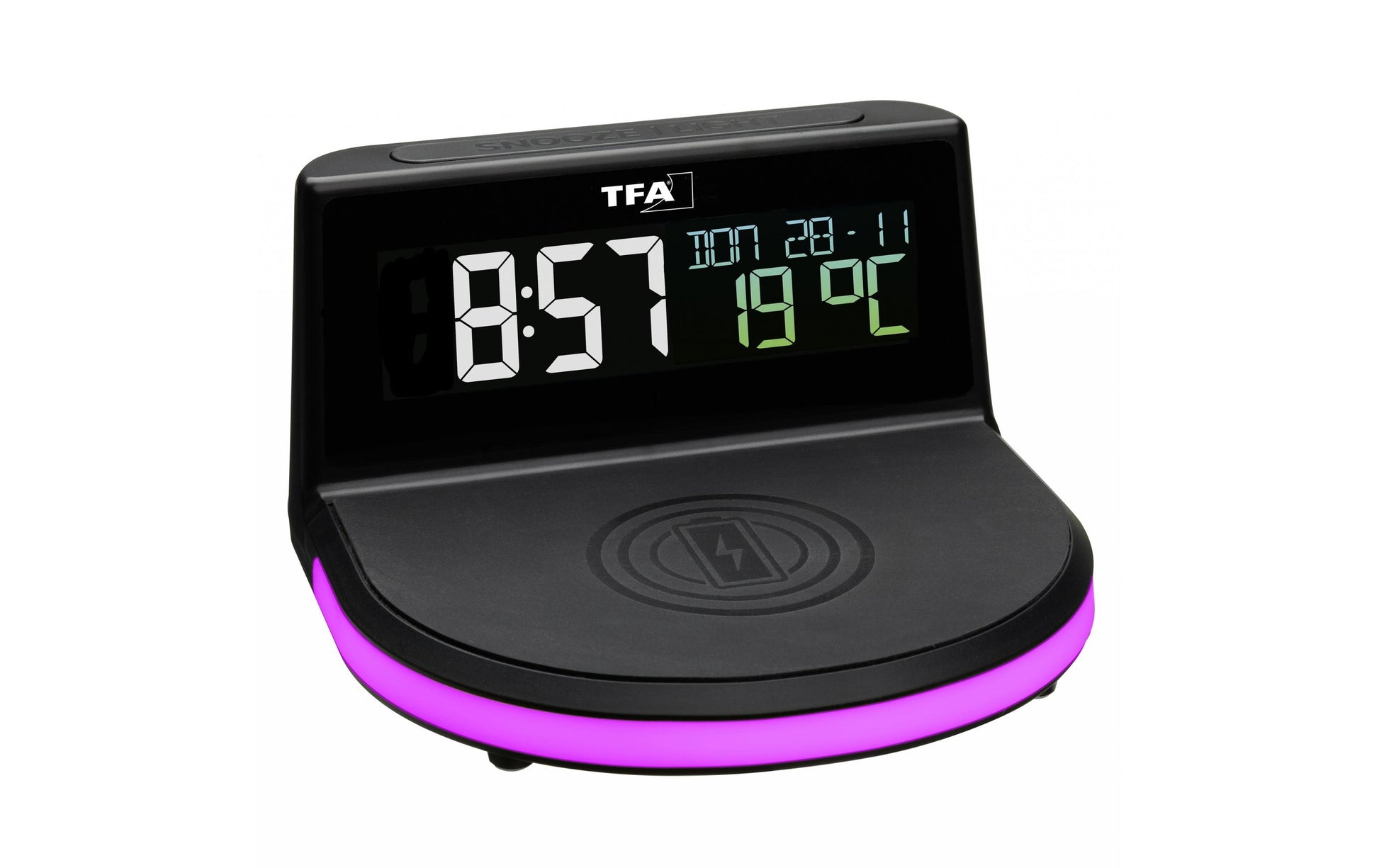 TFA-Dostmann TFA Dostmann Digitalwecker – Funk, Schlummerfunktion, Thermometer, USB, 13,6 × 7,2 × 12,6 cm, Schwarz