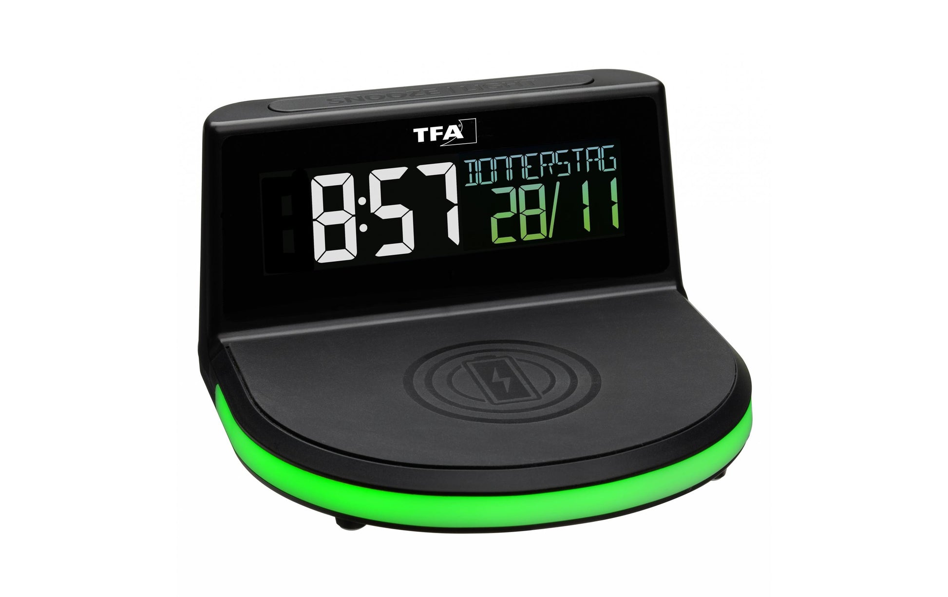 TFA-Dostmann TFA Dostmann Digitalwecker – Funk, Schlummerfunktion, Thermometer, USB, 13,6 × 7,2 × 12,6 cm, Schwarz