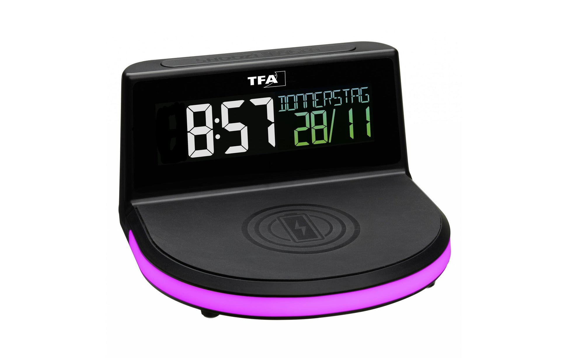 TFA-Dostmann TFA Dostmann Digitalwecker – Funk, Schlummerfunktion, Thermometer, USB, 13,6 × 7,2 × 12,6 cm, Schwarz