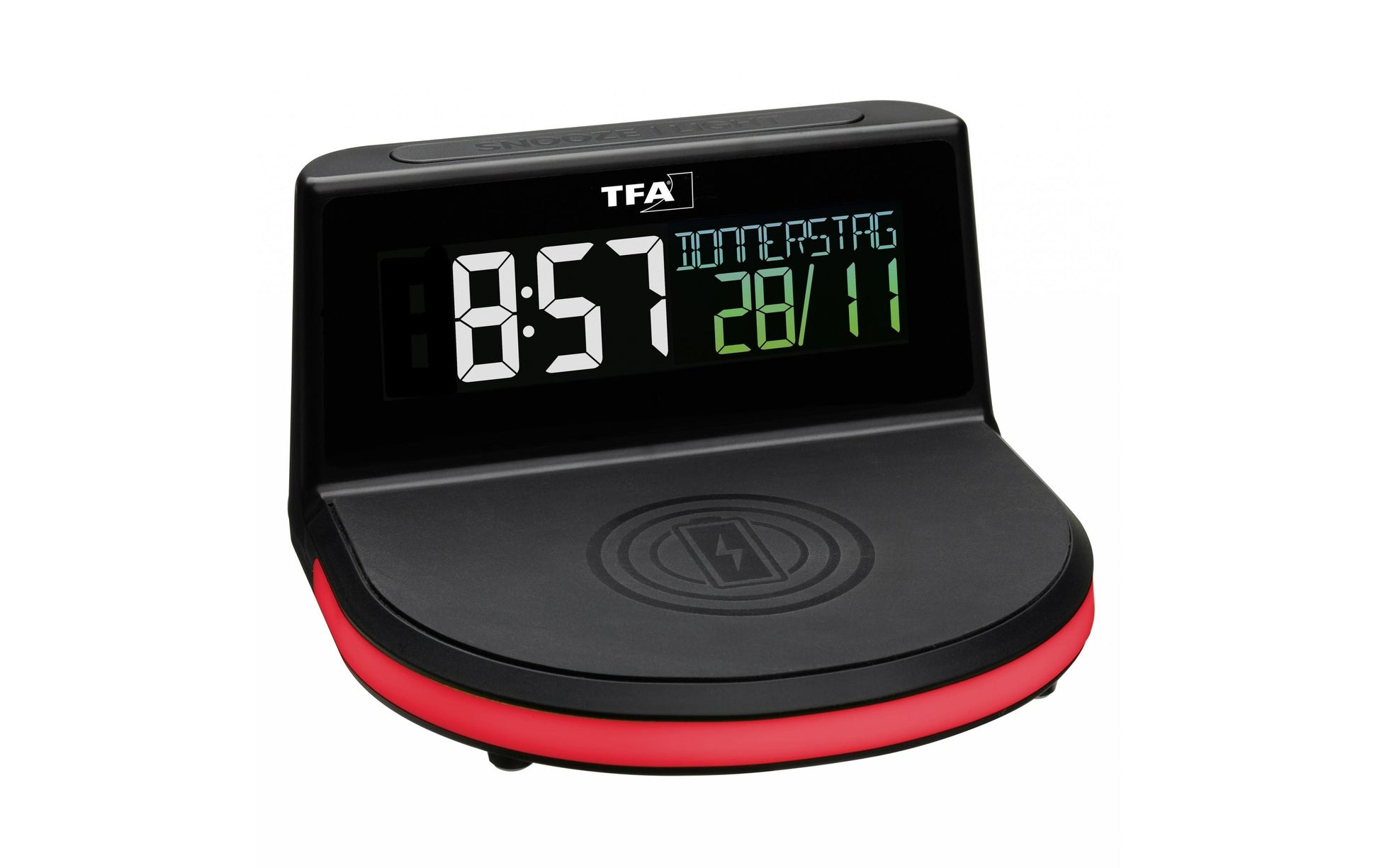 TFA-Dostmann TFA Dostmann Digitalwecker – Funk, Schlummerfunktion, Thermometer, USB, 13,6 × 7,2 × 12,6 cm, Schwarz