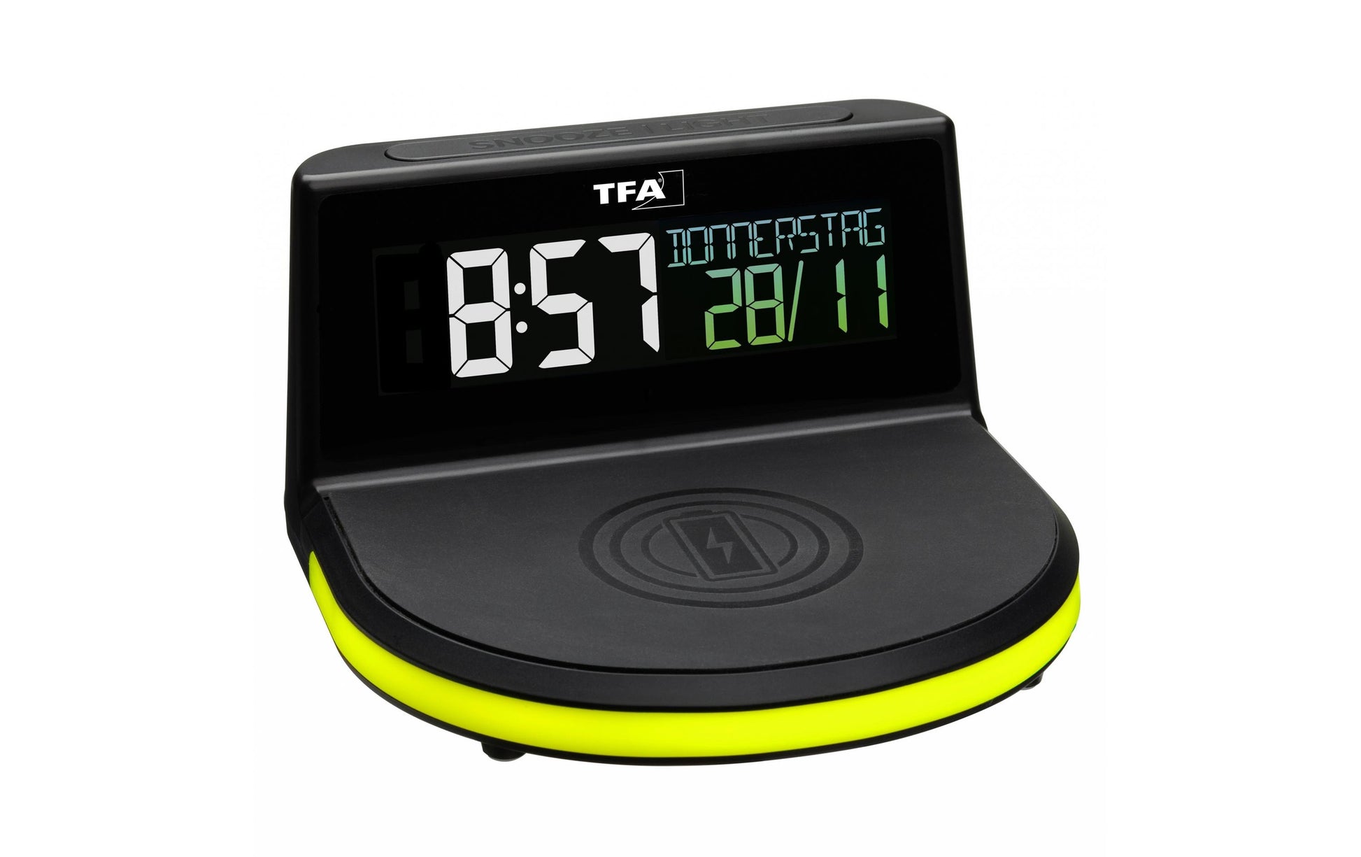 TFA-Dostmann TFA Dostmann Digitalwecker – Funk, Schlummerfunktion, Thermometer, USB, 13,6 × 7,2 × 12,6 cm, Schwarz