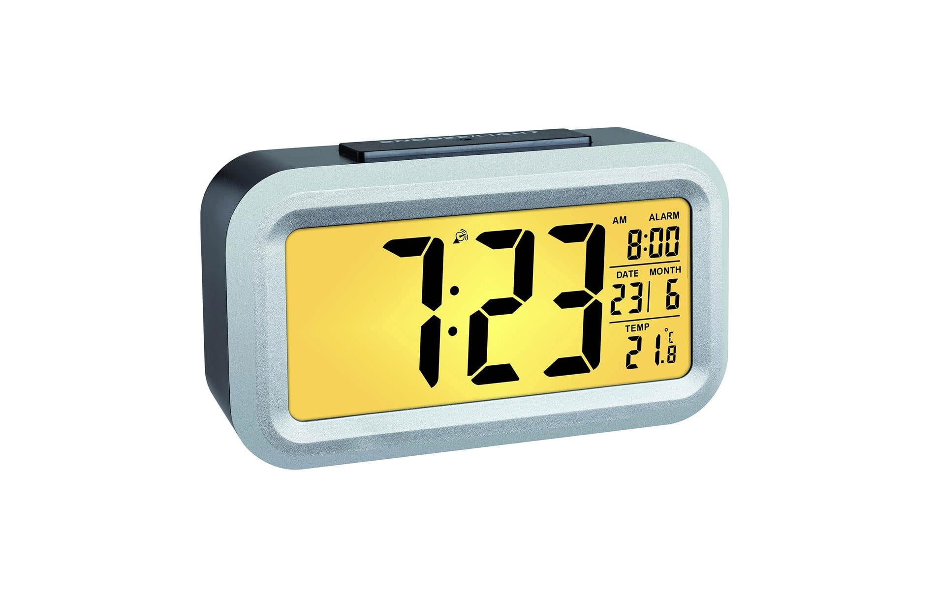 TFA-Dostmann TFA Dostmann LUMIO PLUS – Digitalwecker, Funk, Thermometer, 13,8 × 7,9 × 4,8 cm, Silber, Kunststoff