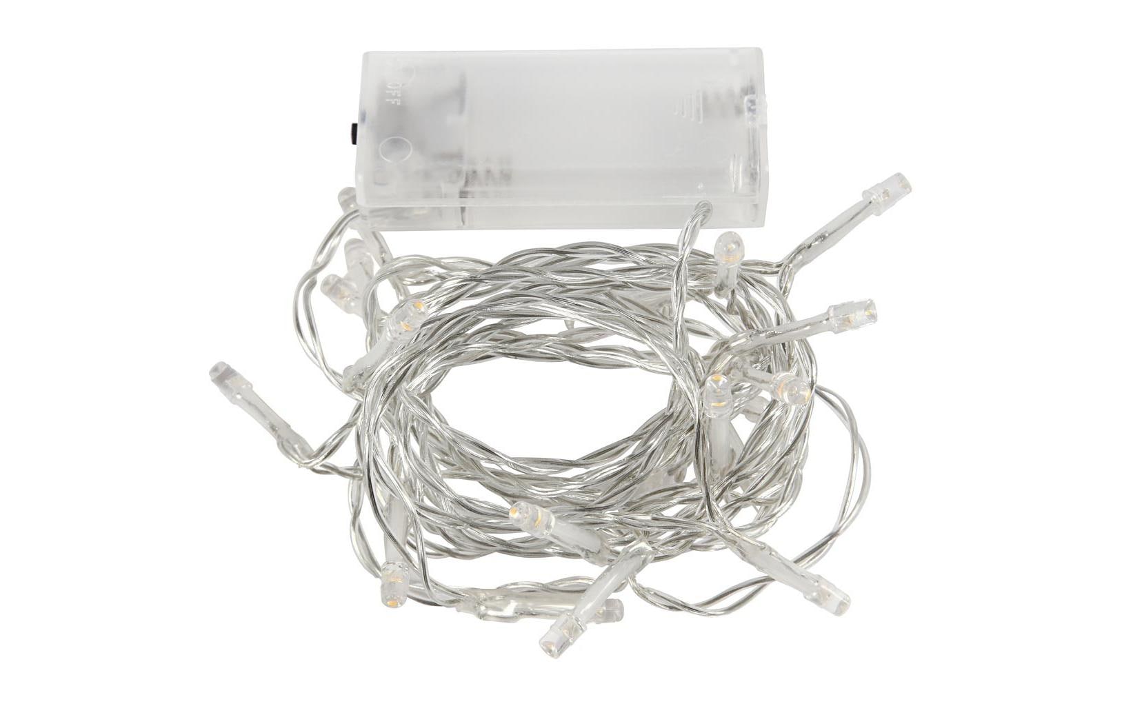 Creativ Company Lichterkette – Starterset, 3,15 m, 20 LEDs, Warmweiss, Transparent, Batteriebetrieb (2× AA)