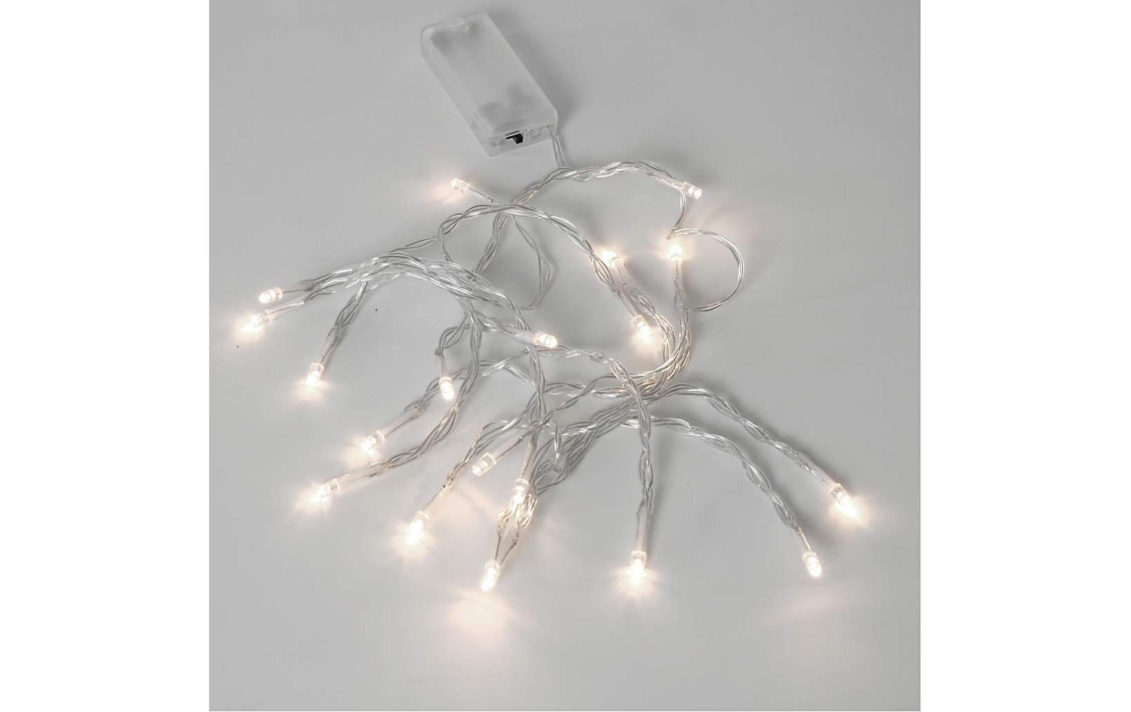 Creativ Company Lichterkette – Starterset, 3,15 m, 20 LEDs, Warmweiss, Transparent, Batteriebetrieb (2× AA)