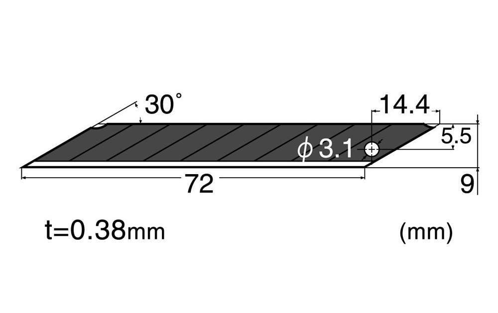 NT Cutter Ersatzklingen 9 × 72 × 0,38 mm rostfreier Stahl – 10 Stk – für BA-15P