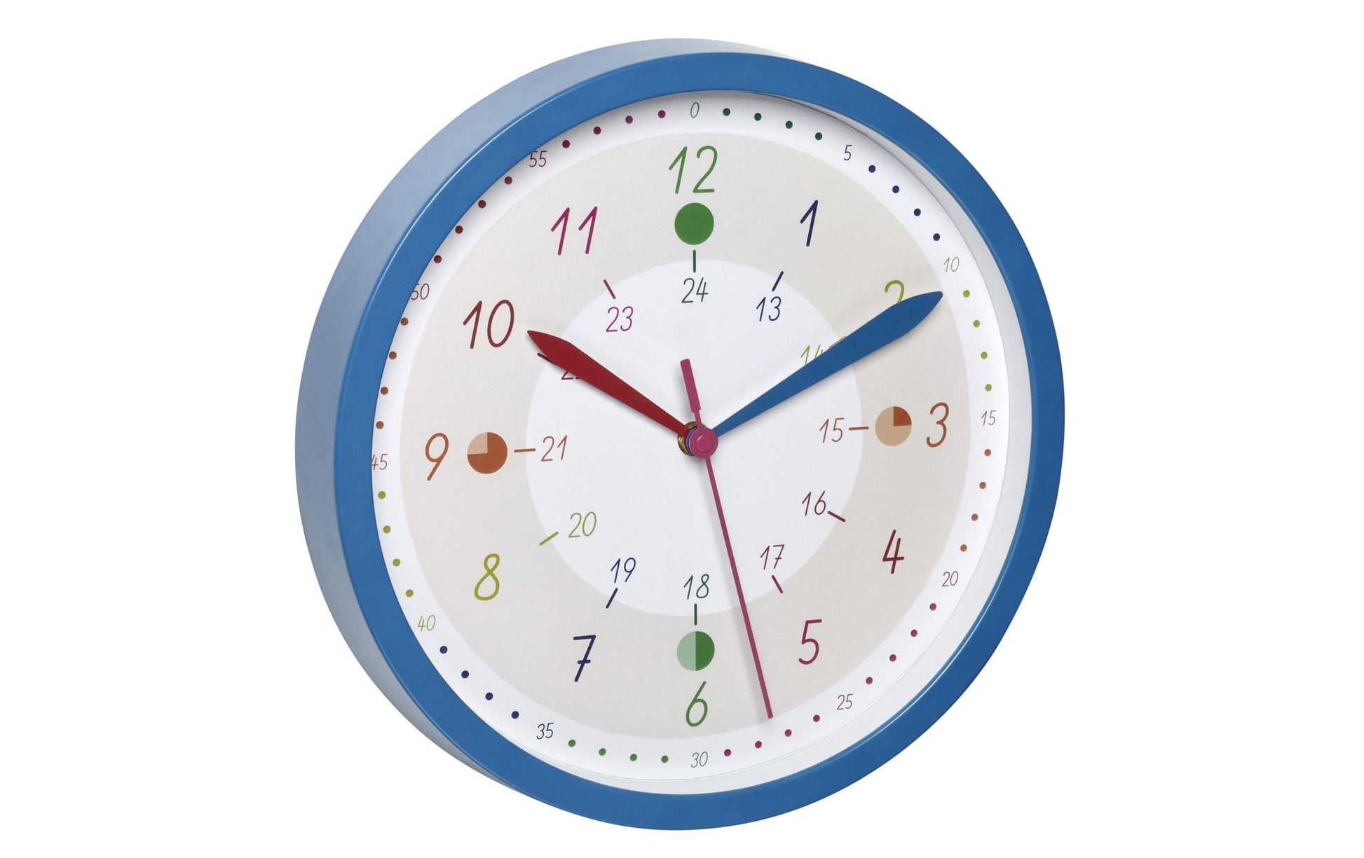 TFA-Dostmann TFA Dostmann Wanduhr – Analog, Ø 30,8 cm, Blau, Kunststoff/Glas