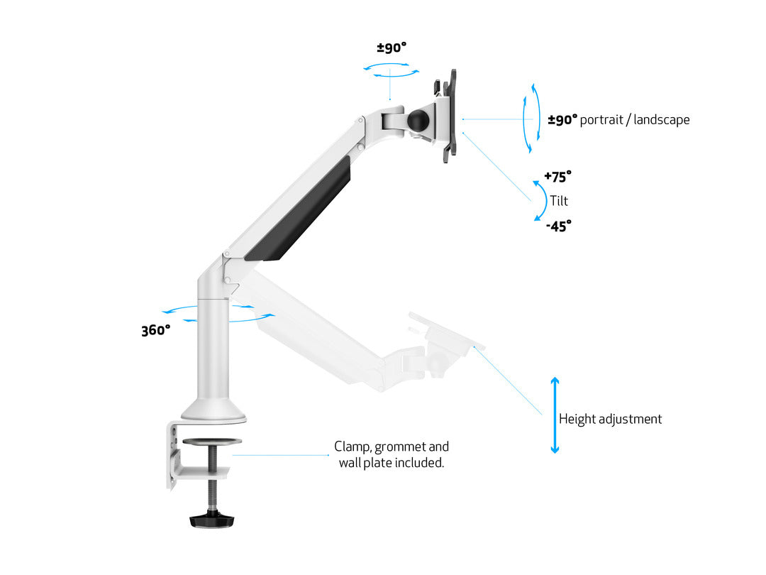 Multibrackets 9383 – Monitorarm Tischhalterung – Klemme/Durchführung – 1 Monitor – 15–32"
