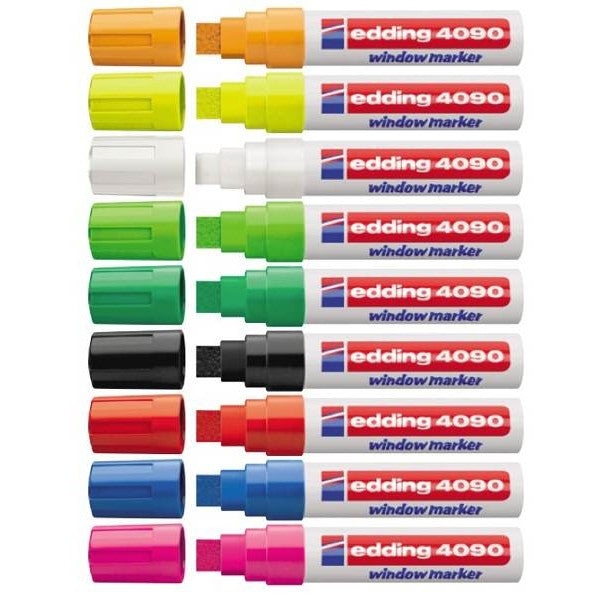 Edding Kreidemarker 4090 – Keilspitze, 4–15 mm – Braun – für Fenster, Glas, Tafeln + mehr