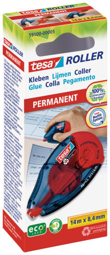 Tesa ecoLogo Kleberoller permanent – 8,4 mm × 14 m, für Papier, Karton, Fotos