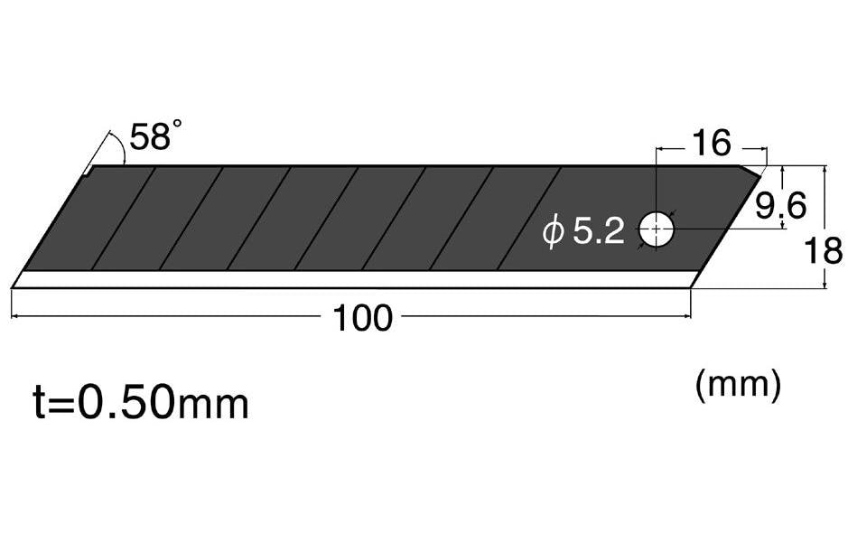 NT Cutter Ersatzklingen 18 × 0,5 × 100 mm rostfreier Stahl – 10 Stk – mit Spender