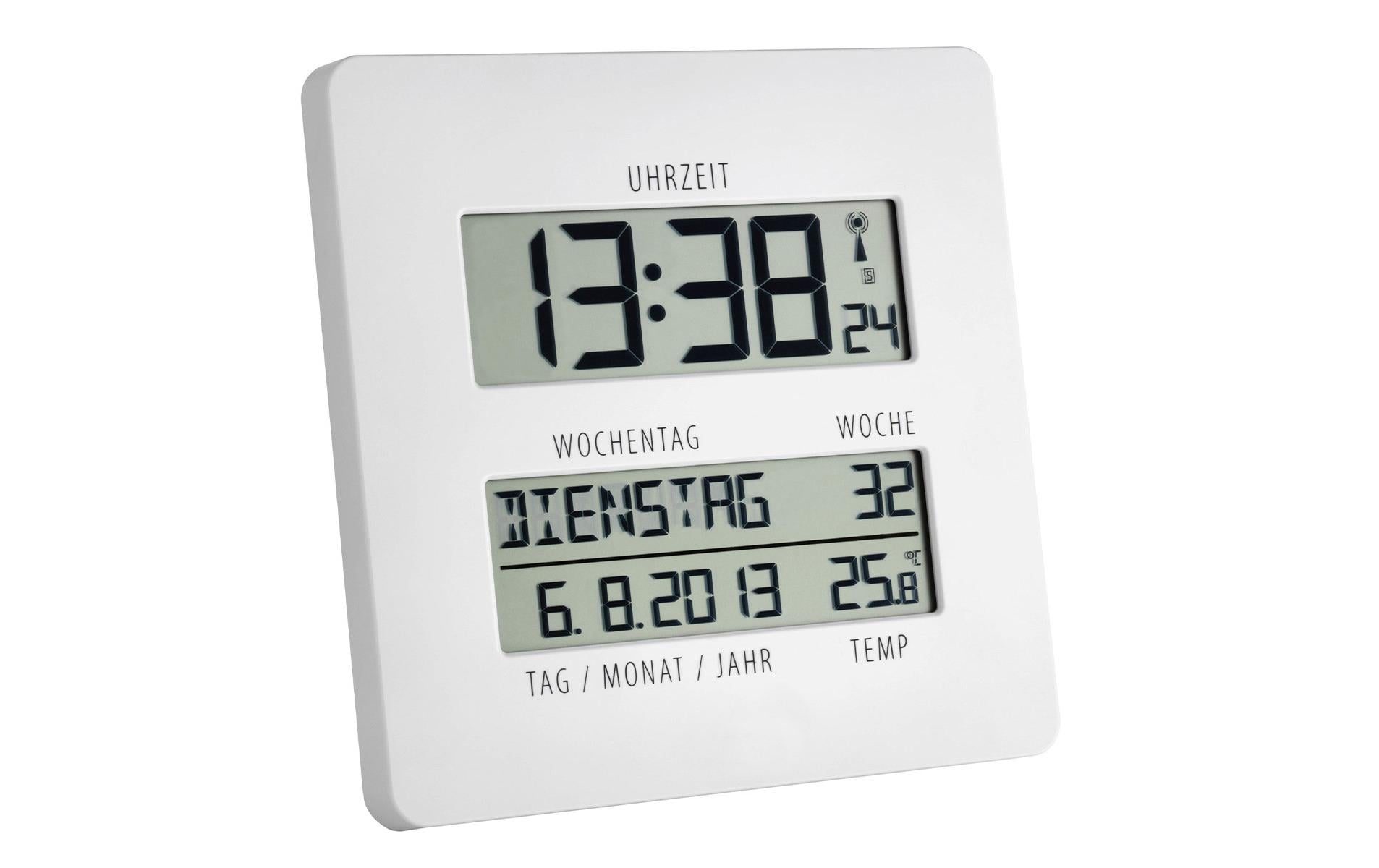 TFA-Dostmann TFA Dostmann Tischuhr – Digital, Funk, Thermometer, 19,5 × 19,5 × 2,7 cm, Weiss, Kunststoff