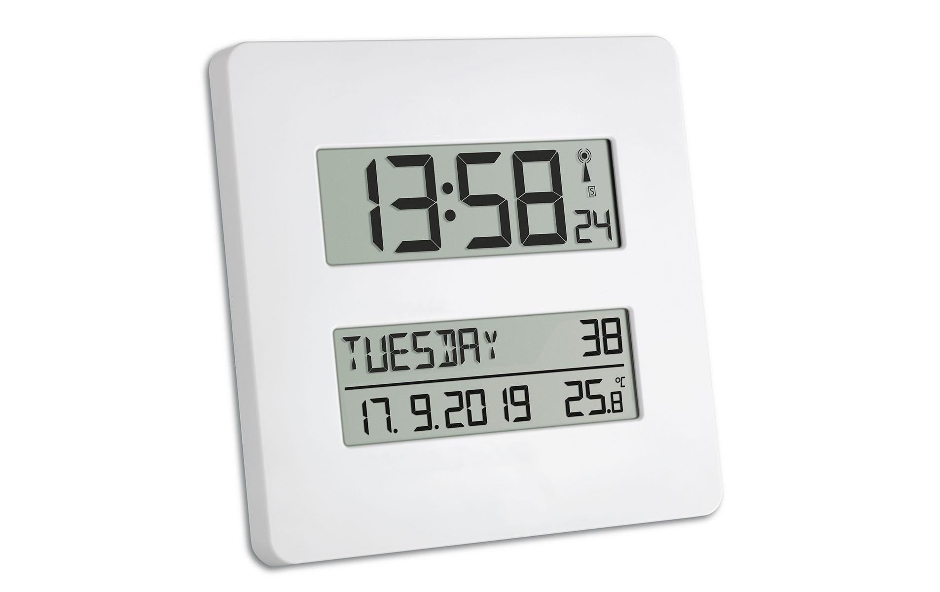 TFA-Dostmann TFA Dostmann Tischuhr – Digital, Funk, Thermometer, 19,5 × 19,5 × 2,7 cm, Weiss, Kunststoff
