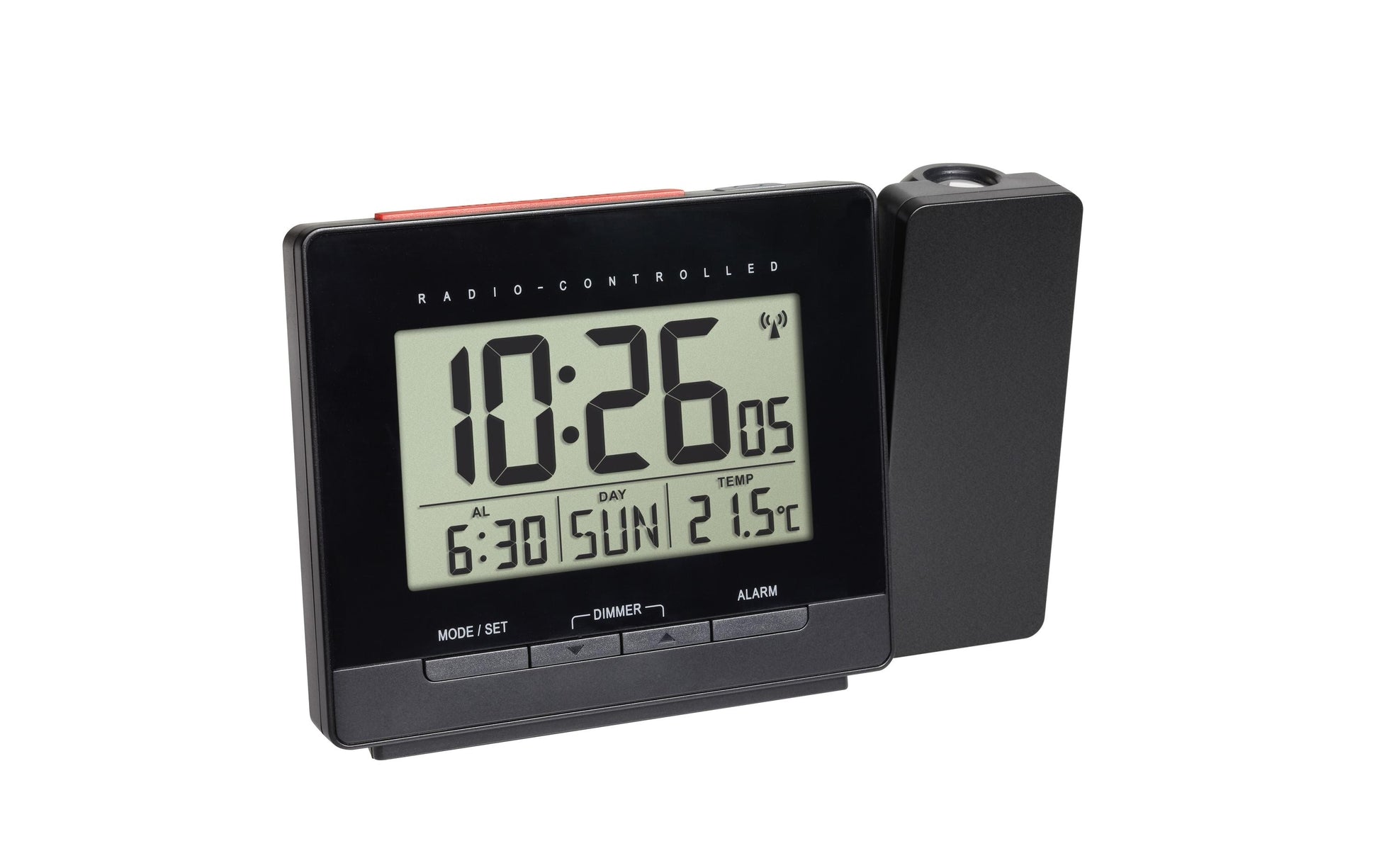 TFA-Dostmann TFA Dostmann 60.5016.01 Projektionswecker – Funk, Thermometer, 14,1 × 9,1 × 5,1 cm, Schwarz