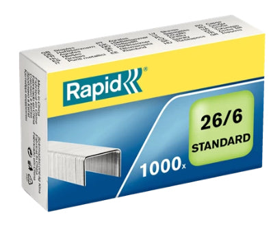 Rapid Heftklammern 26/6 – 6 mm – Metall, silber – 1000 Stk.
