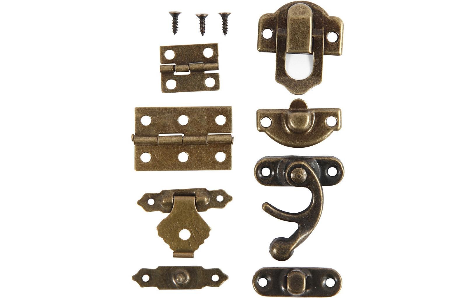 Creativ Company Beschläge-Set – 16 × 19 mm, 21,5 × 31 mm, Antikgold