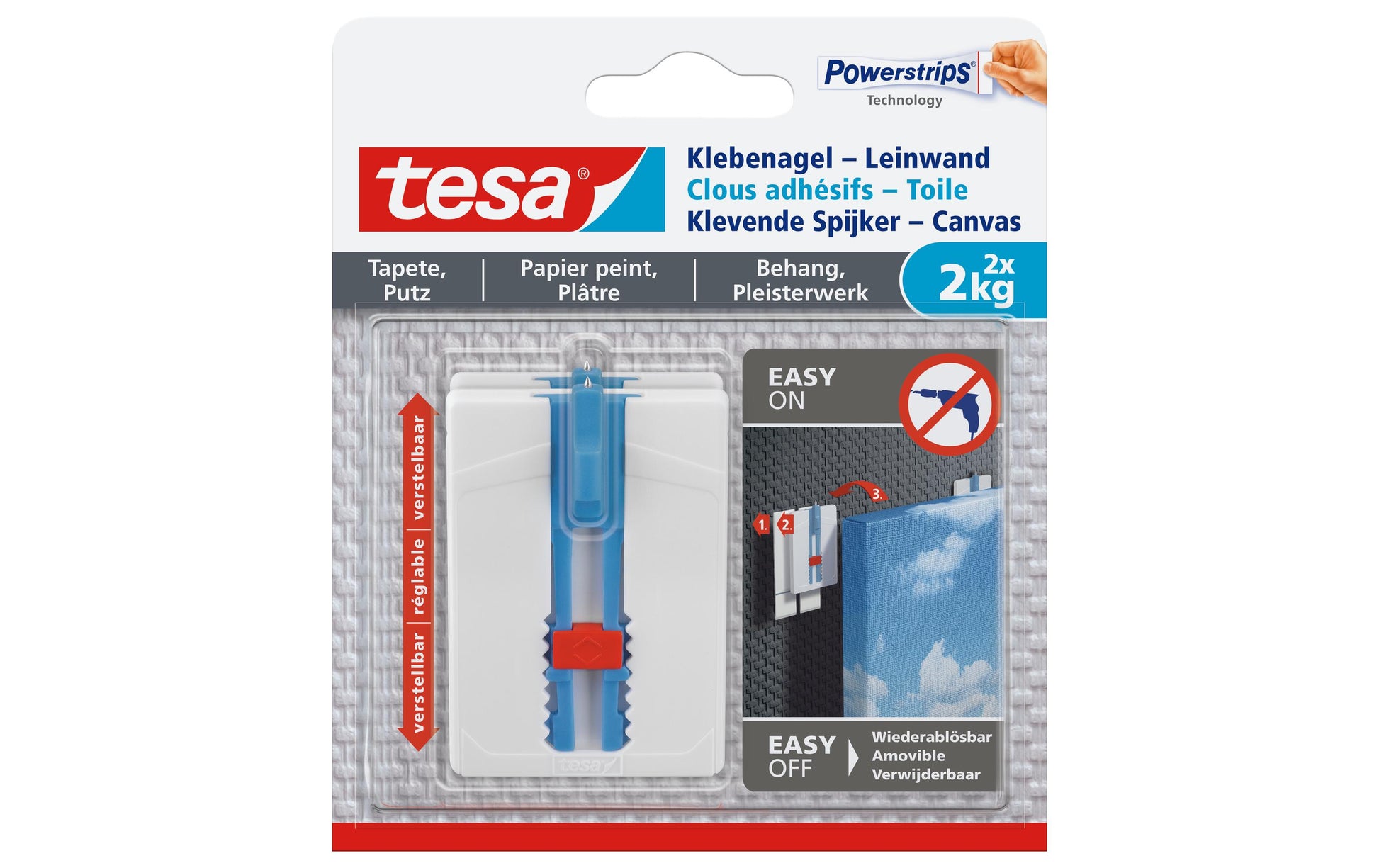 TESA Haken – transparent – 2 kg – 2 Stück