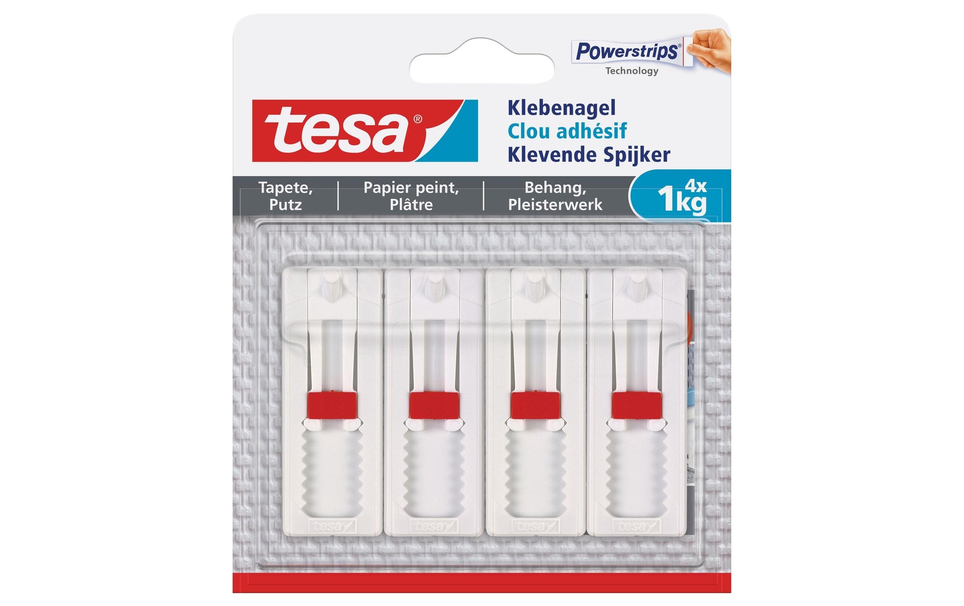 TESA Haken – Polystyrol – rot/weiss – 1 kg – 4 Stück