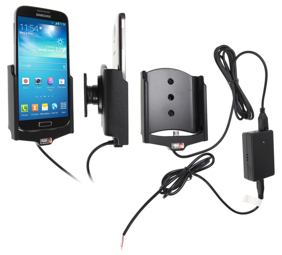 Brodit Auto-Halterung mit Zigarettenanzünder (12/24 V) – für Samsung Galaxy S4 (GT-I9505) – Schwarz