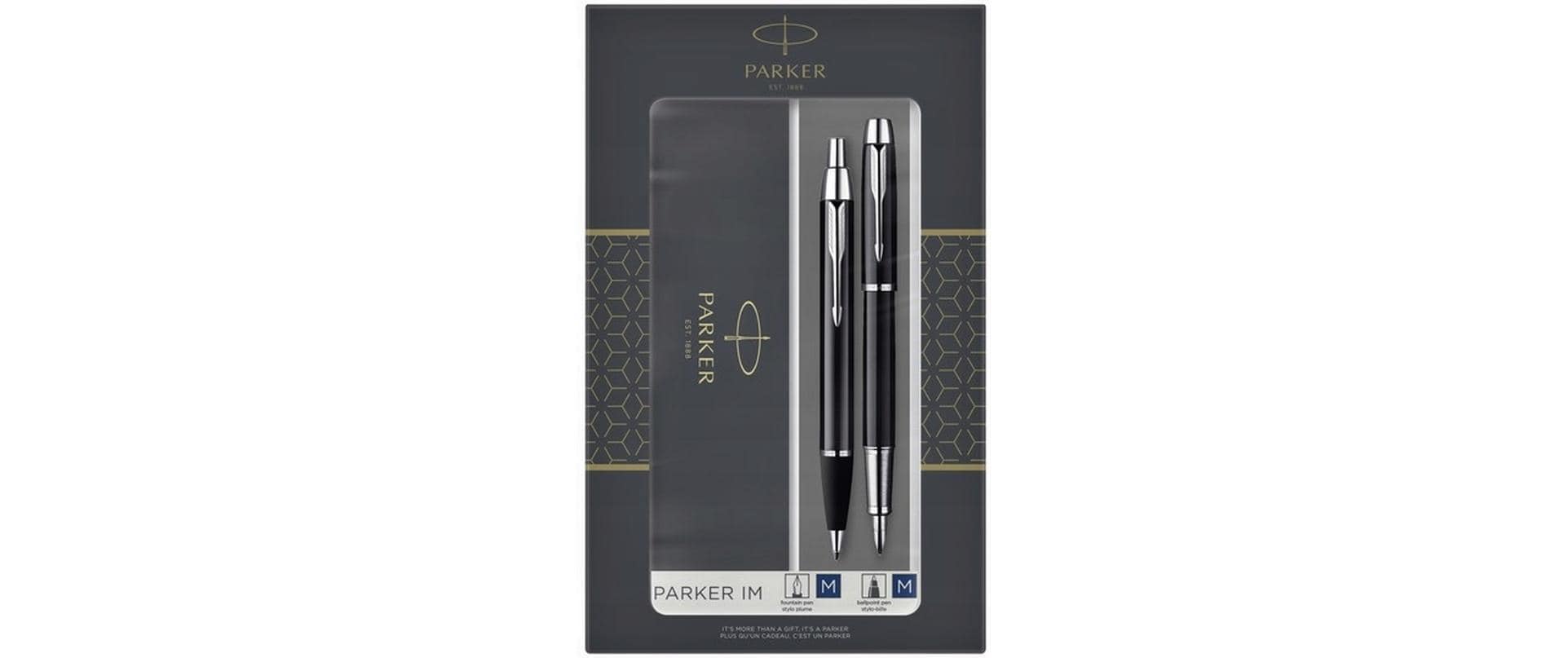 Parker IM Black C.C. Schreibgeräte-Set – Kugelschreiber + Füllfederhalter – M – Blau