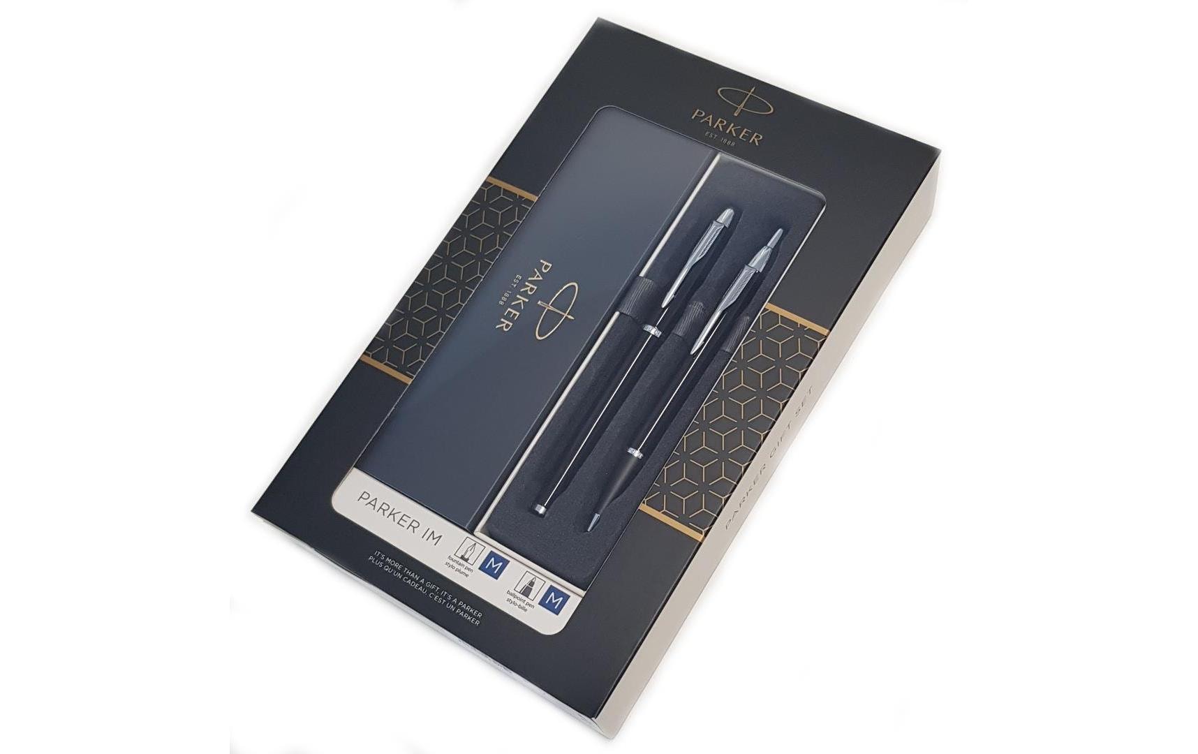 Parker IM Black C.C. Schreibgeräte-Set – Kugelschreiber + Füllfederhalter – M – Blau