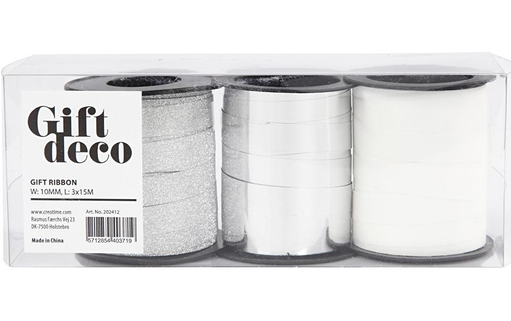 Creativ Company Geschenkband Silber – 10 mm × 15 m