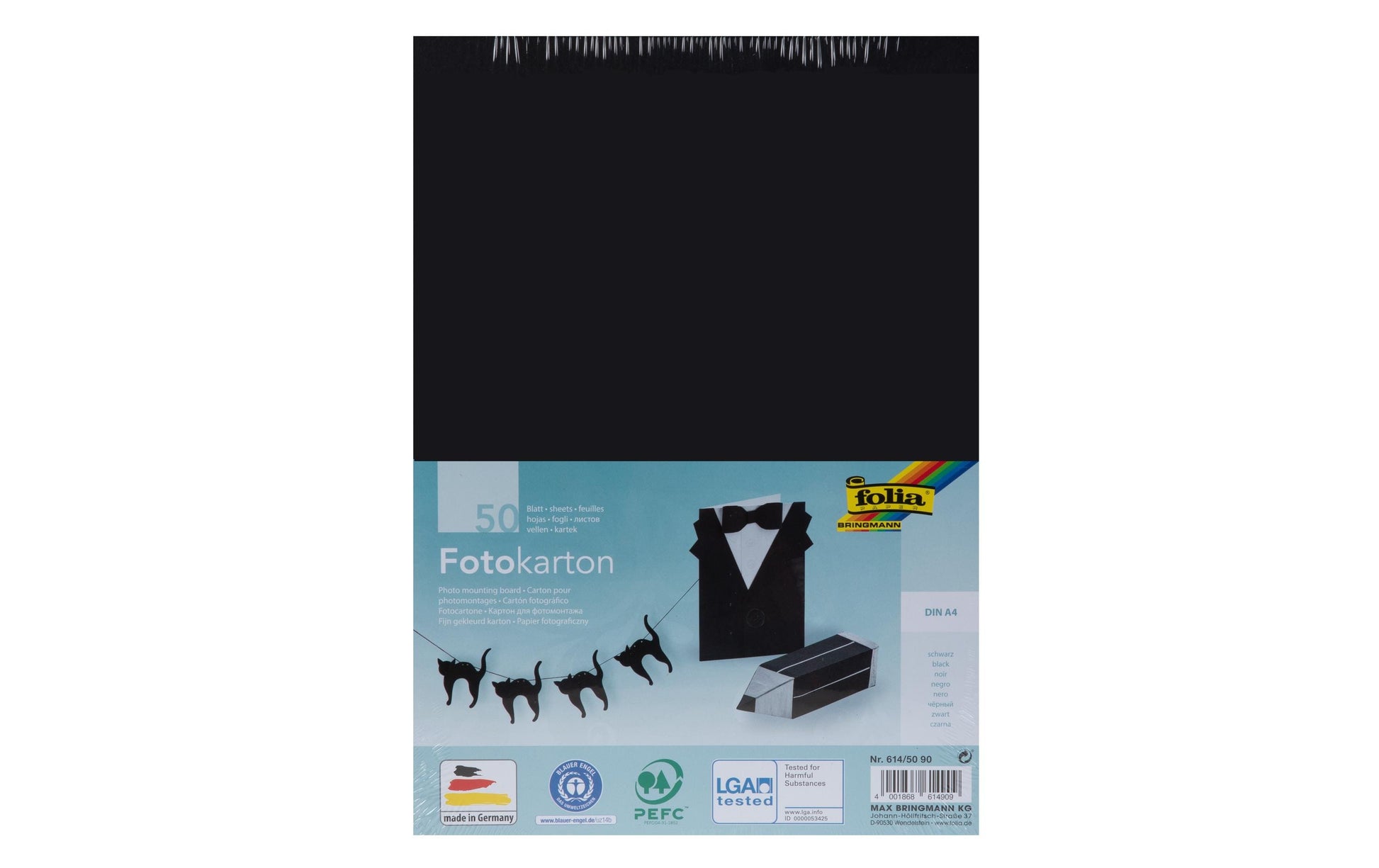 Folia Fotokarton – A4, schwarz, 300 g/m² – 50 Blatt