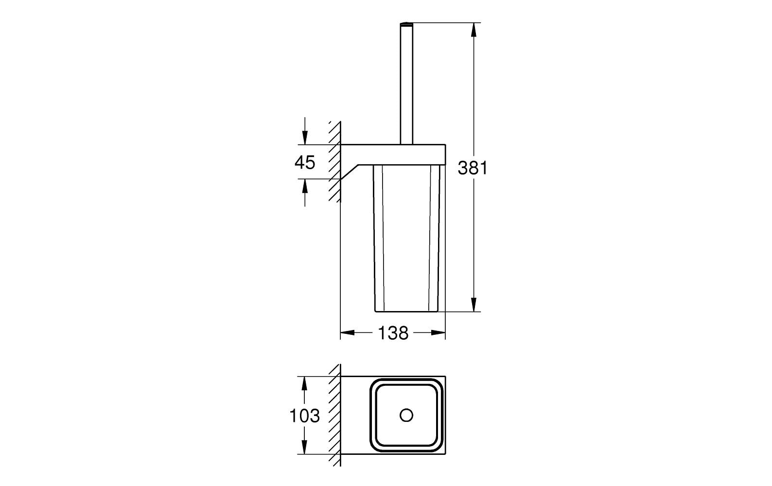 Grohe WC-Garnitur Selection Cube – Glas/Chrom, 13,8 × 10,3 × 38,1 cm