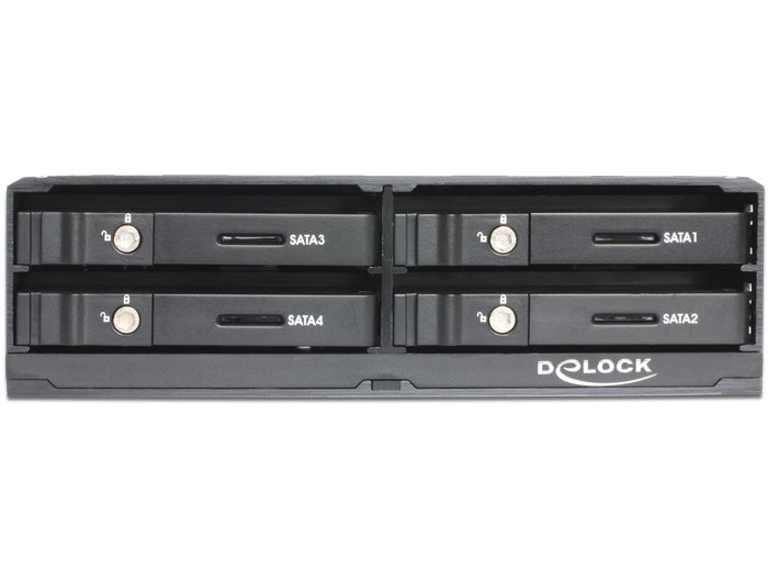 DeLOCK 47220 HDD-Einbausatz – 4× 2,5" HDD in 5,25" Einschub, 6 Gbit/s, Hot-Swap, abschliessbar, Schwarz