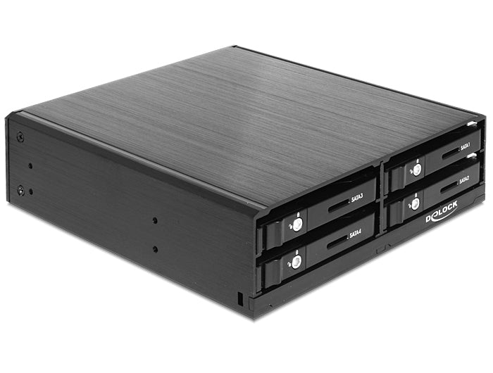DeLOCK 47220 HDD-Einbausatz – 4× 2,5" HDD in 5,25" Einschub, 6 Gbit/s, Hot-Swap, abschliessbar, Schwarz
