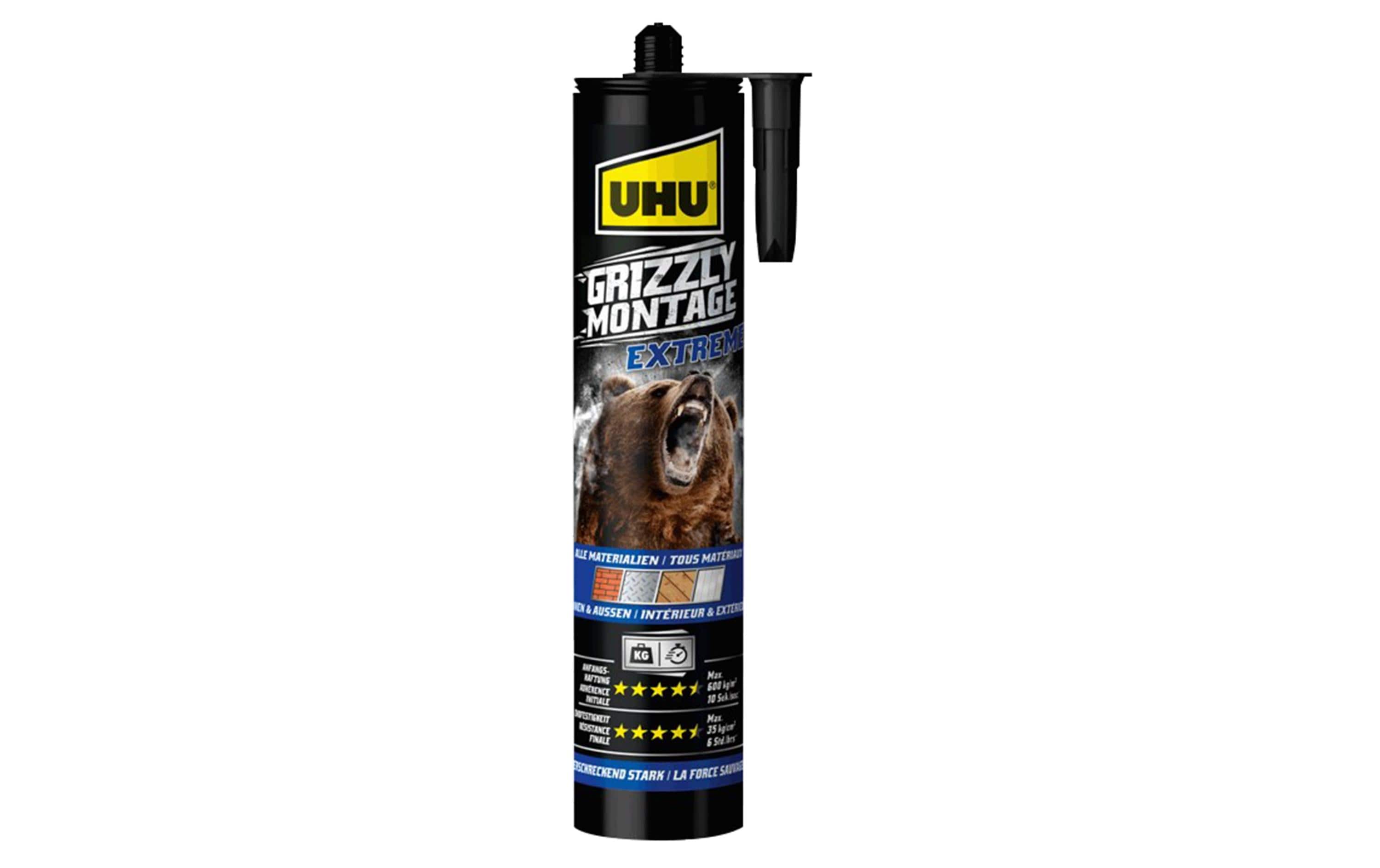 UHU Grizzly Montagekleber Extra – weiss – 435 g – für diverse Oberflächen