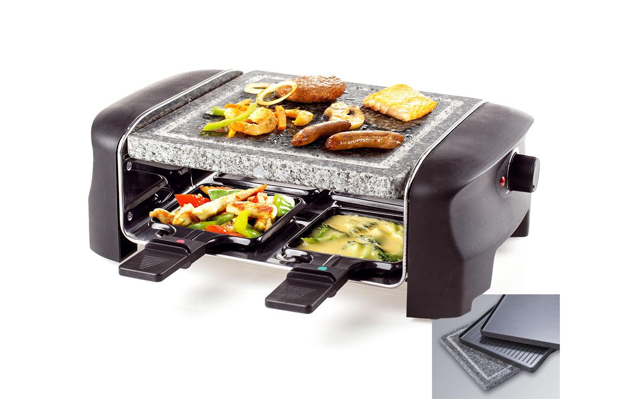 Koenig Raclette-Grill B02222 – 4 Personen, Steinplatte, 600 W – Schwarz