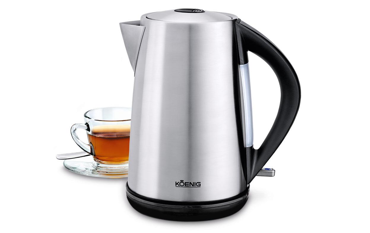 KOENIG B02133 – Wasserkocher 1,7 l, 2200 W, Metall, Silber