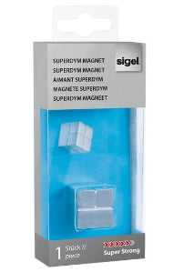 Sigel Magnetwürfel – Stahl, Silber, Cube Artverum SuperDym, 20 × 20 × 20 mm, 1 Stück