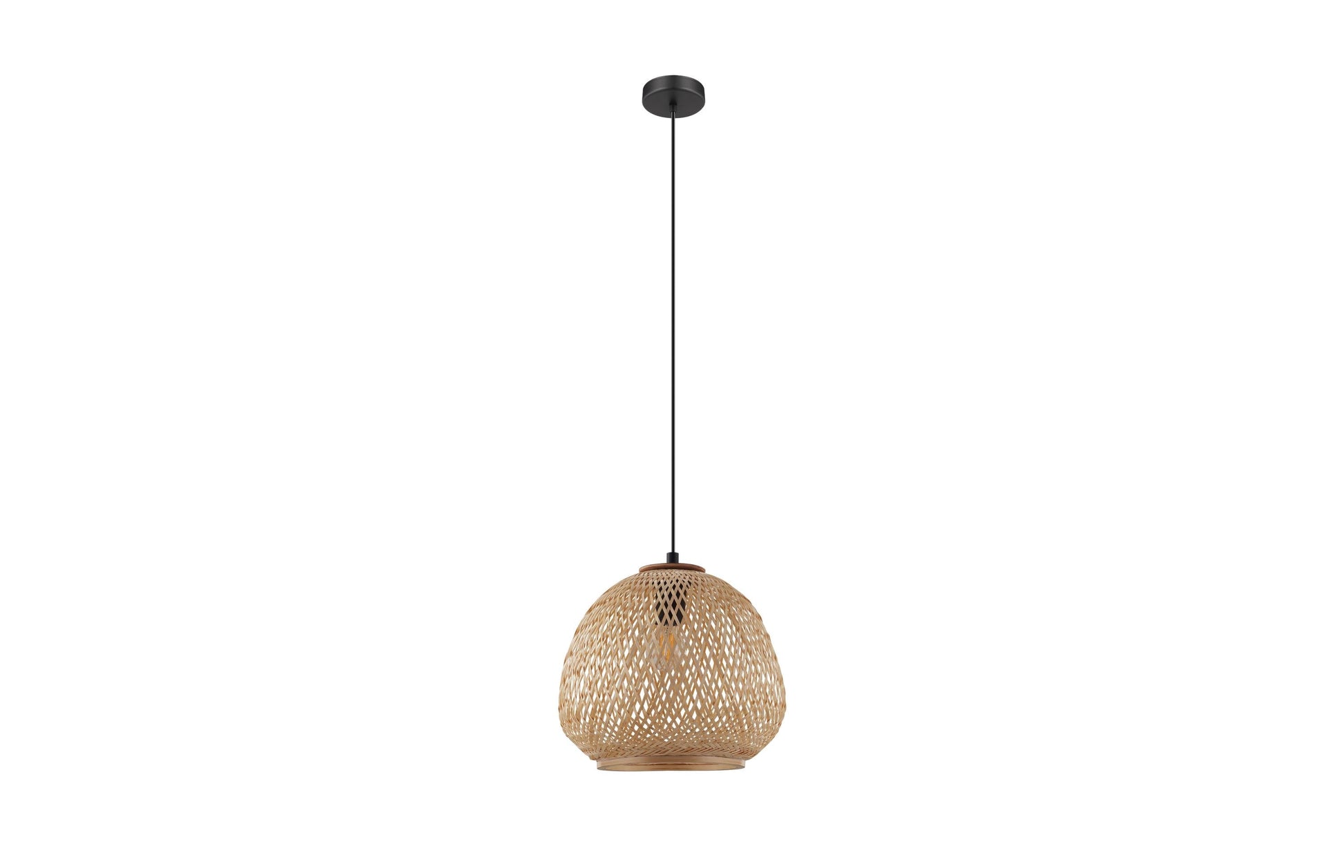EGLO Deckenleuchte Dembleby – Ø 32 × 110 cm, 40 W, dimmbar, exkl. E27, schwarz/holz