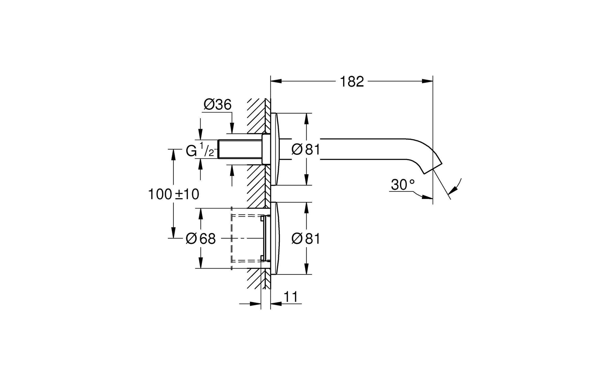 GROHE Essence E Badebatterie – 19,1×37,5×6,8 cm, Edelstahl, Wandmontiert (Infrarot-Elektronik), Chrom