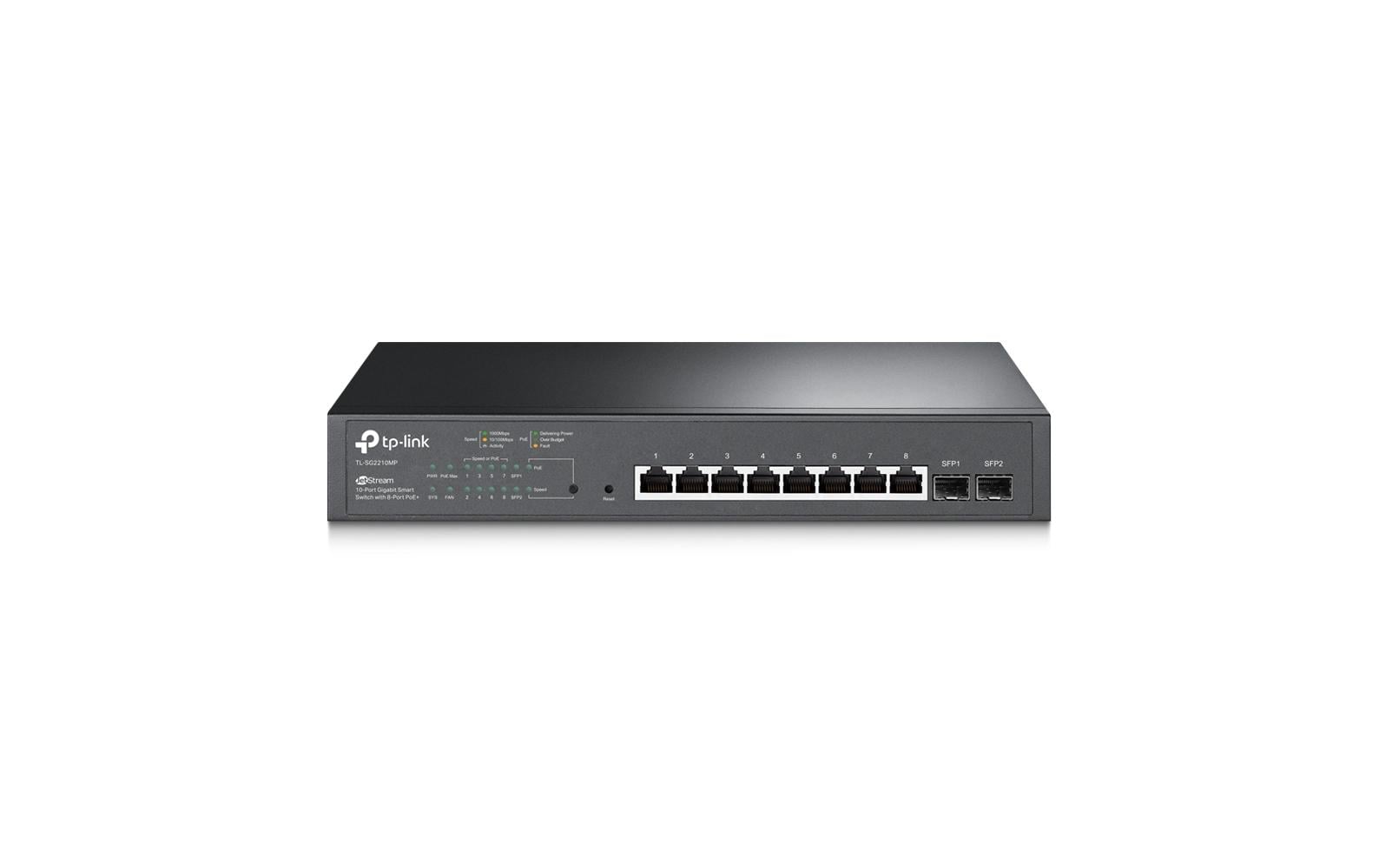 TP-Link SG2210MP – Managed Switch – 8×GbE, 2×SFP, L2/L2+, PoE+ 150 W, 1U