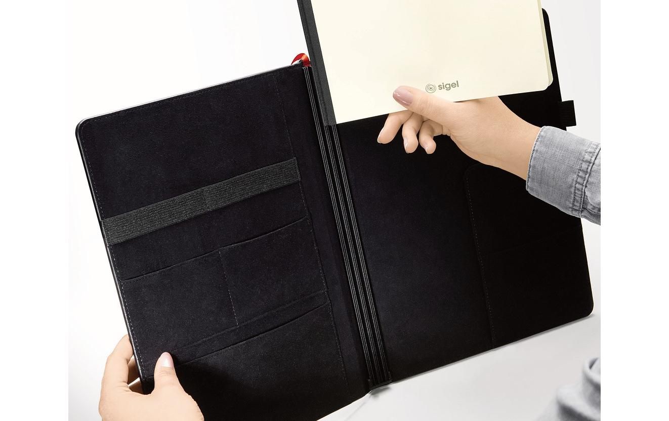 Sigel Konferenzmappe – A4, Stiftschlaufen, Kunstleder, schwarz