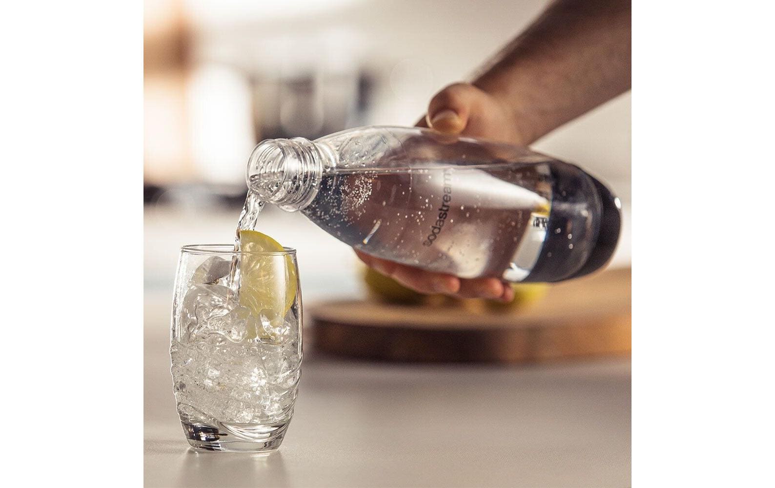 SodaStream Karbonisiererflasche Fuse – 1 l, spülmaschinenfest, 2 Stk., Kunststoff, Schwarz/Transparent