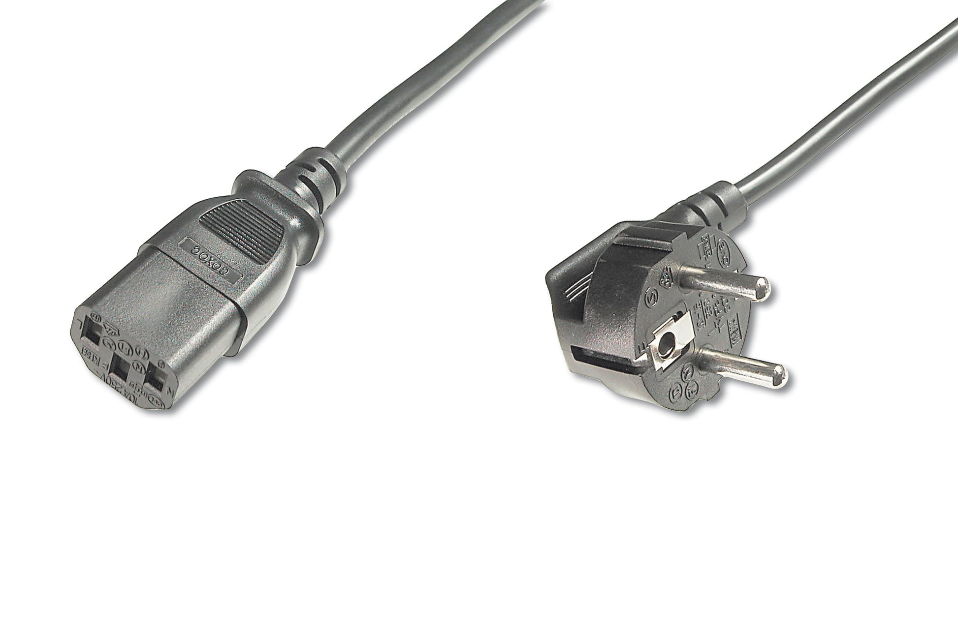 Digitus Netzkabel, Schuko (Typ F) auf IEC C13, abgewinkelt (90°), 250 V, 5 m, Schwarz
