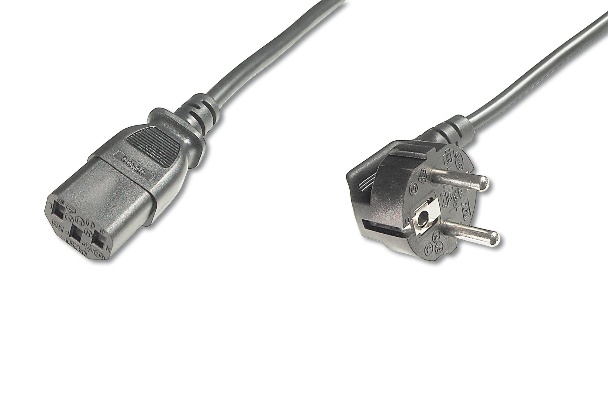 Digitus Netzkabel, Schuko (Typ F) auf IEC C13, abgewinkelt (90°), 250 V, 5 m, Schwarz