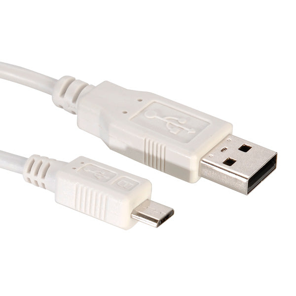 VALUE USB-A auf Micro-USB-B Kabel – USB 2.0 (480 Mbit/s) – 3 m – Geschirmt – Weiss