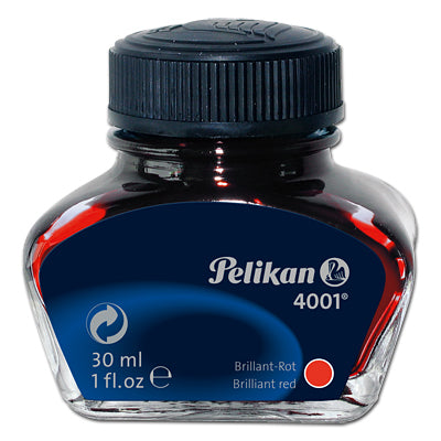 Pelikan 4001 Tintenglas – Rot, 30 ml, für Füllhalter mit Kolbenmechanik bzw. Konverter