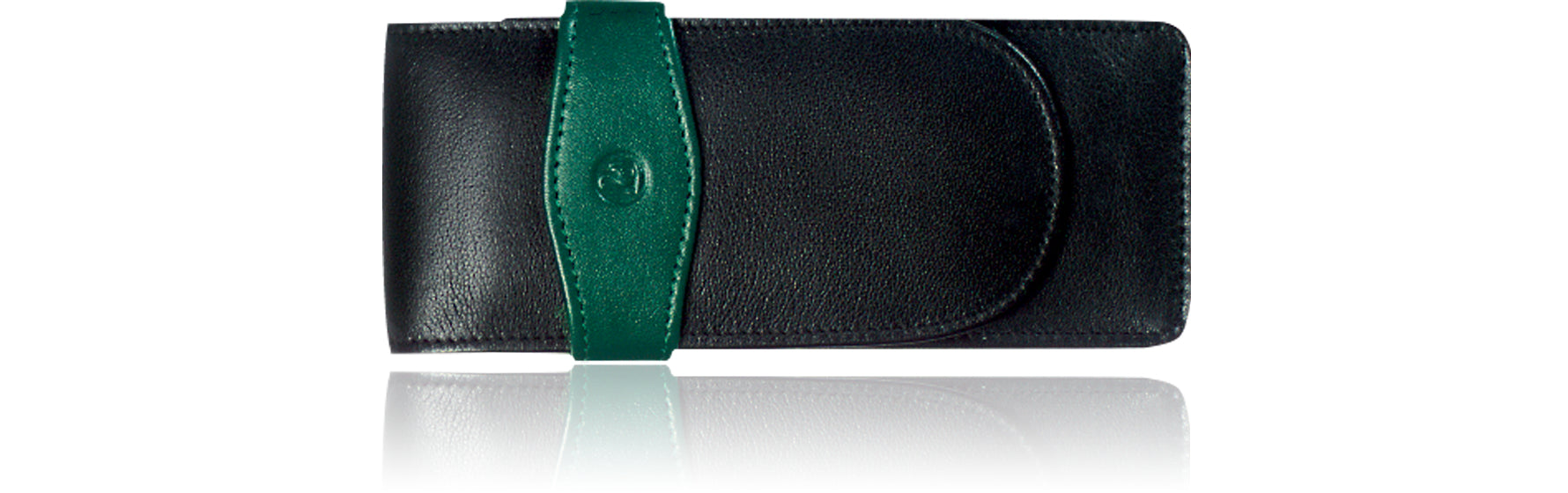 Pelikan Schlamperetui, Platz für 3 Schreibgeräte, Schwarz/Grün, Leder