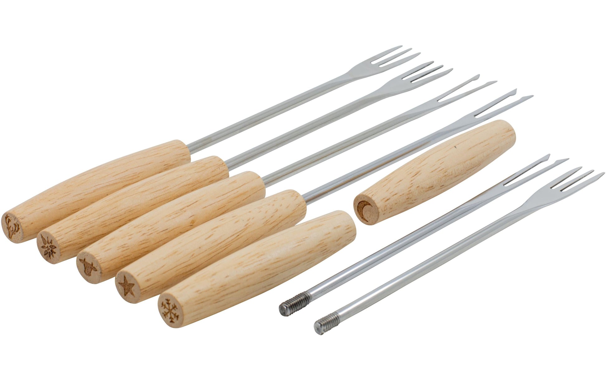 Kadastar Fonduegabeln – 18 Stk., 26,0 cm, Edelstahl, Holzgriff, Braun, FSC, für Käsefondue