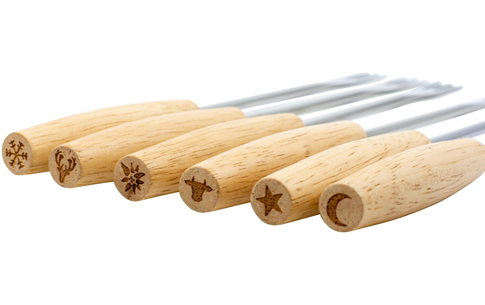 Kadastar Fonduegabeln – 18 Stk., 26,0 cm, Edelstahl, Holzgriff, Braun, FSC, für Käsefondue