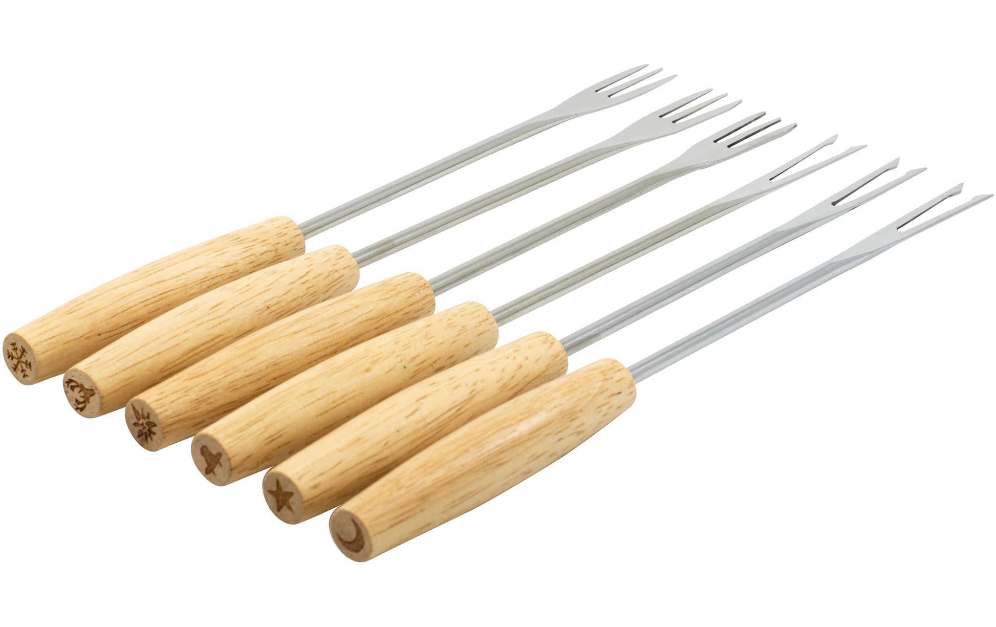 Kadastar Fonduegabeln – 18 Stk., 26,0 cm, Edelstahl, Holzgriff, Braun, FSC, für Käsefondue