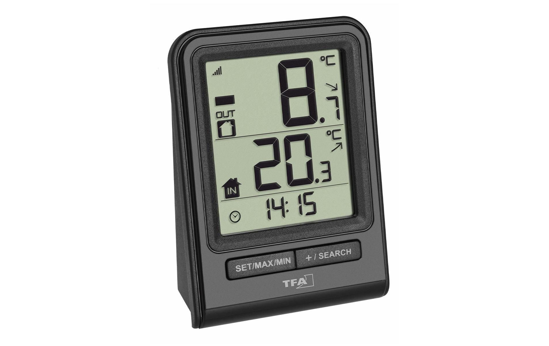 TFA-Dostmann TFA Dostmann PRISMA – Thermometer, innen/aussen, Uhrfunktion – schwarz
